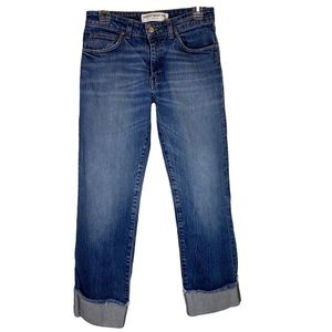 Department  Five Women’s Cuffed Hem Frayed Straight Leg Medium Wash Size 26